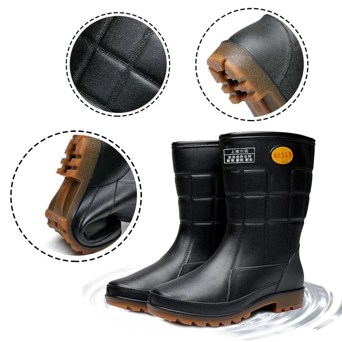 Genérico Botas De Goma De Hombre - Botas de lluvia media para hombre impermeables antideslizantes PVC trabajo exterior goma