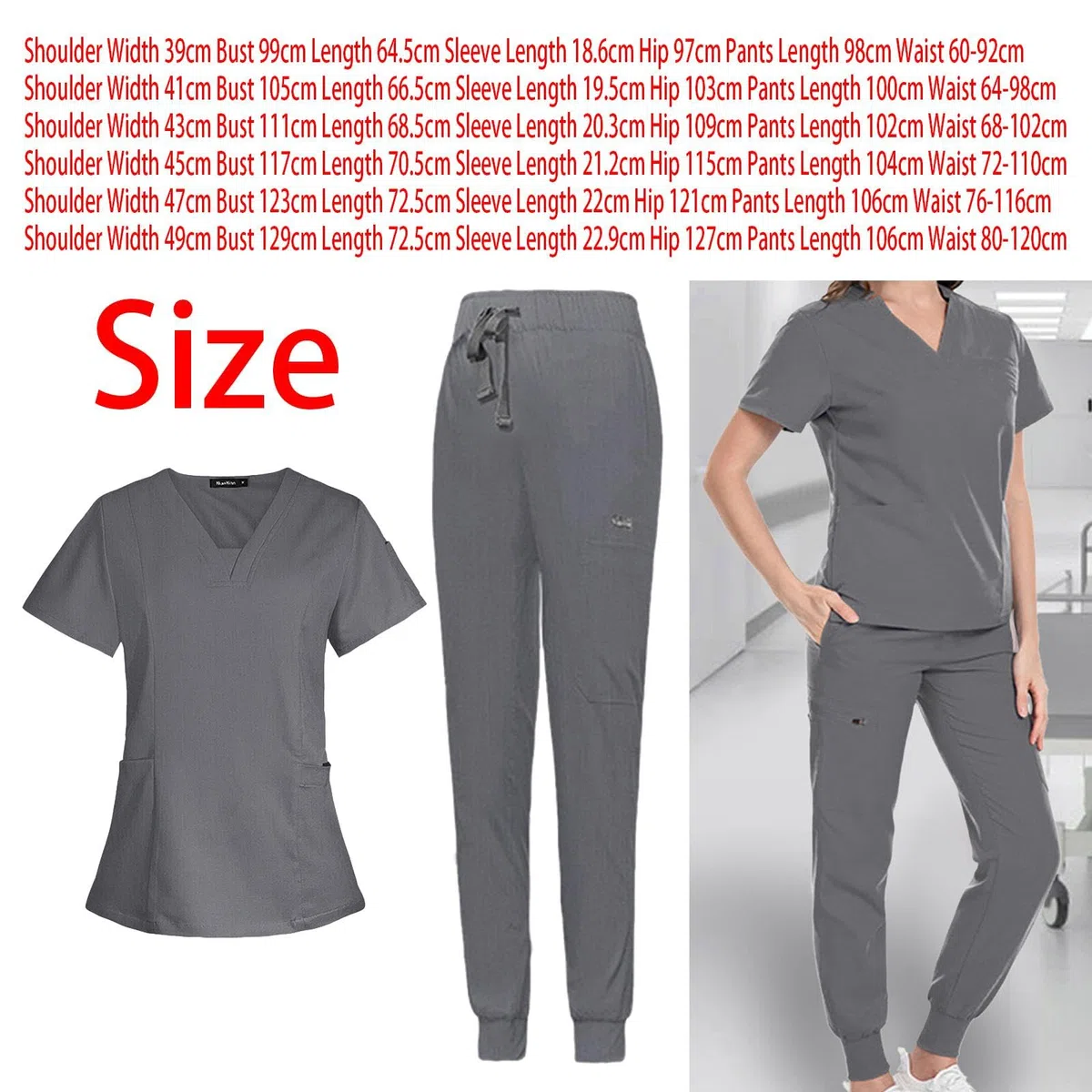 Conjunto de Uniforme Médico para Mujer, Ropa de Trabajo para, Uniforme de Enfermería de Secado Rápido para Spa Y Cosmetología, Resistente a