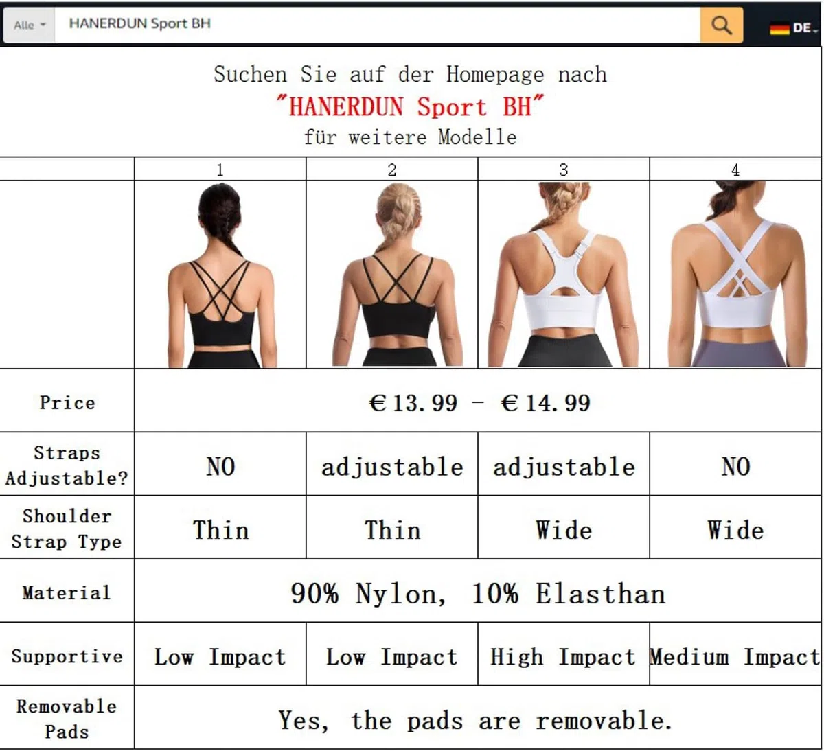 HANERDUN Sujetador Deportivo Mujer con Tirantes Cruzados Sujetador Push up sin Costuras para Yoga Gimnasio Correr