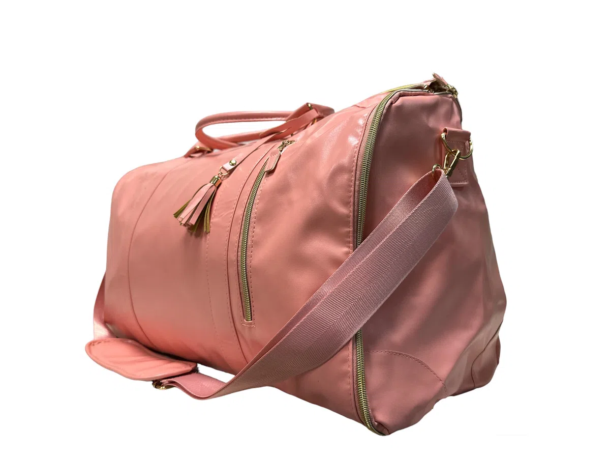 GALINEI. Bolsa portatrajes Convertible en Maleta de Mano para Mujer señora. Bolso 2 en 1. Funda de Viaje para Traje (Rosa)