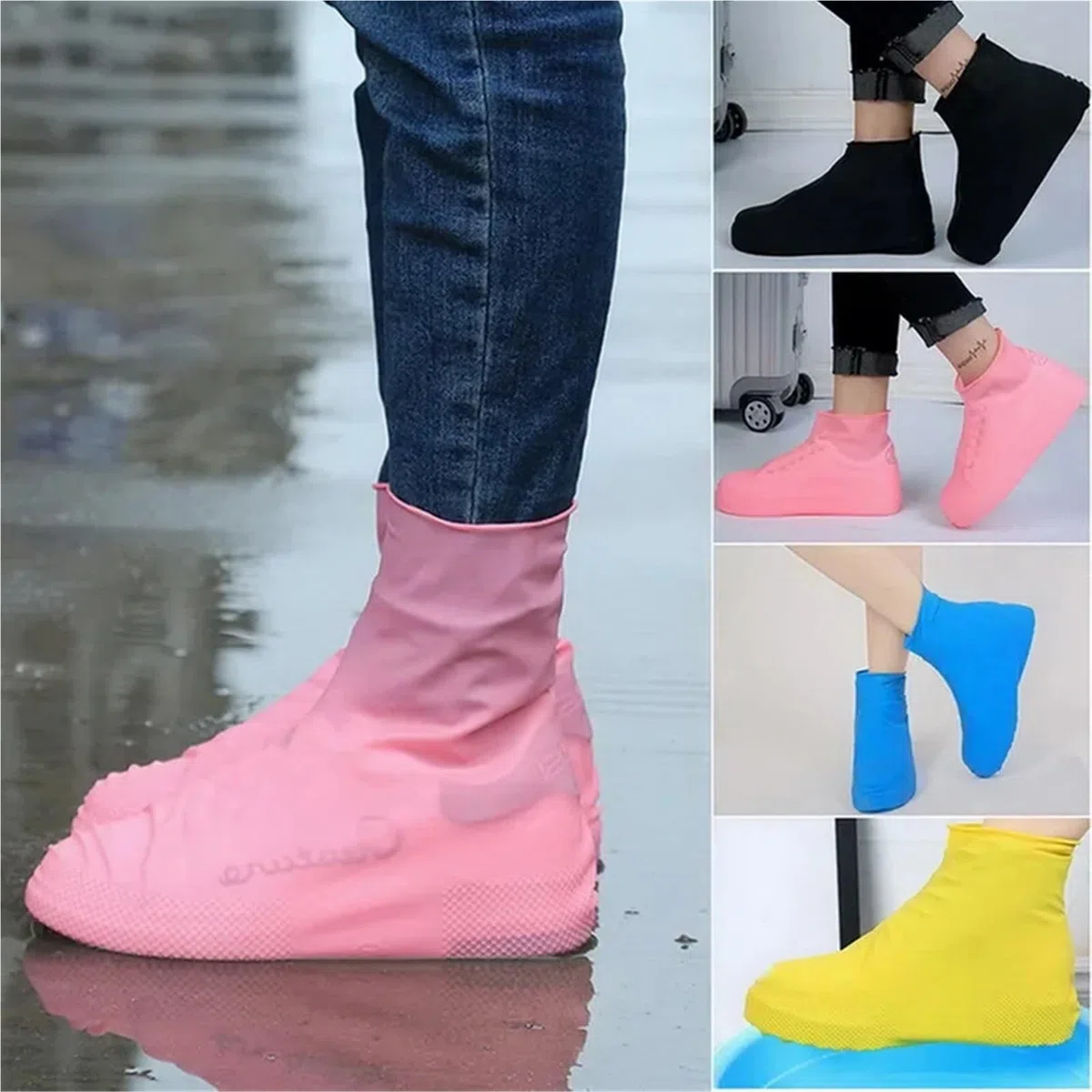 Botas De Agua 2 uds cubiertas impermeables for zapatos antideslizantes de silicona for exteriores cubierta reutilizable for días lluviosos