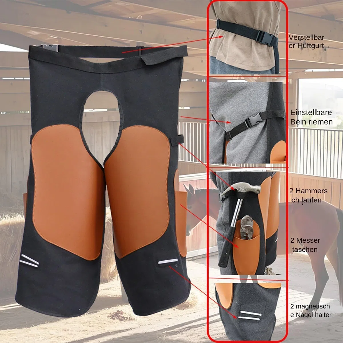 Delantal De Herrador Para Herraduras De Caballo Protección Ecuestre | Mandil De Soldadura Para Carpintero Mecánico Maquinista Bombero Y