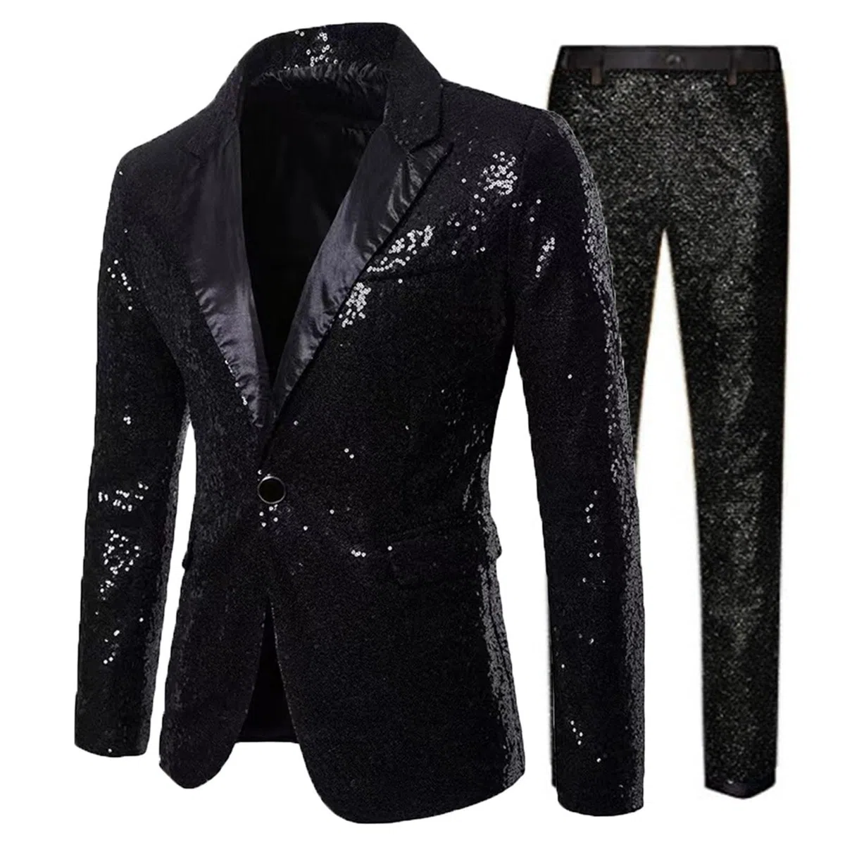 Disfraz casual para hombre, estilo Nightclub, lentejuelas de dos piezas, conjunto europeo espectáculo de ceremonia, elegante brillante para fiestas y fiestas