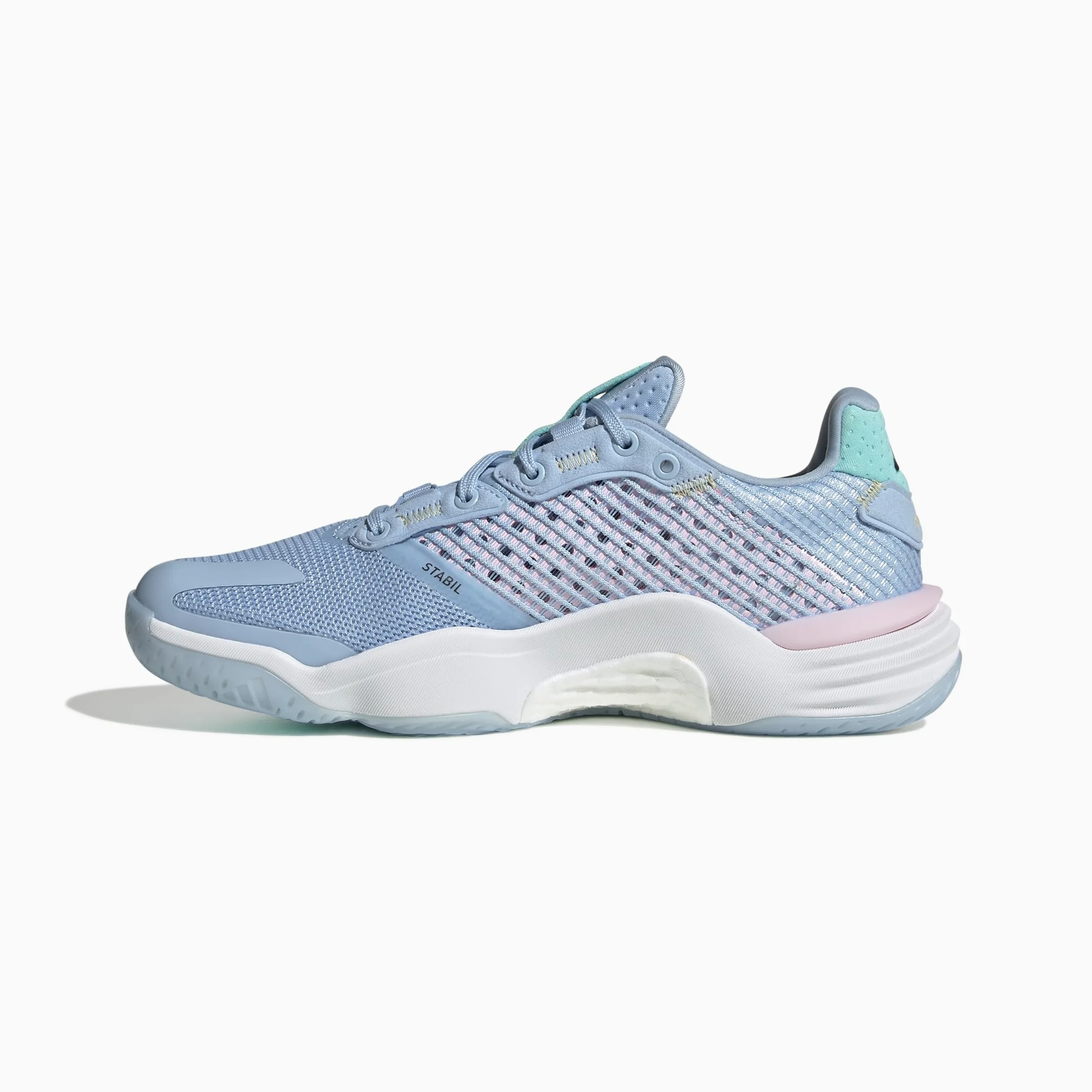 adidas Mujer Stabil 16 Indoor Shoes, Glow Blue/Shadow Navy/Core Black, 37 1/3 EU
