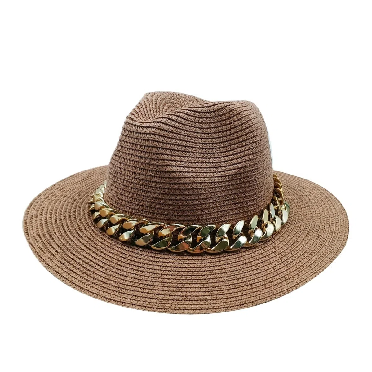 MRKU Sombrero de Paja de Verano con Cadena de Donut - Playa Naranja y Morada para Hombres y Mujeres
