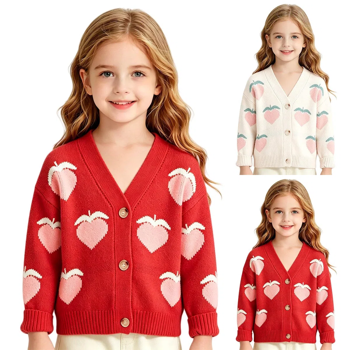 Cárdigan de melocotón para niñas, dulce cárdigan para niñas | Chaqueta de punto para niña, regalo de cumpleaños, Pascua, bonito diseño alegra a cualquier niño
