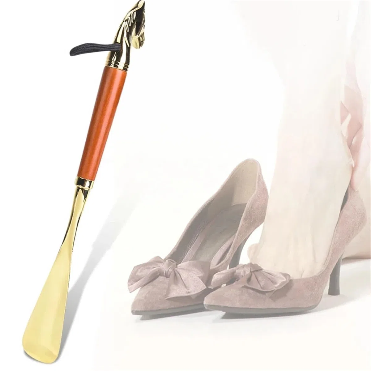 Calzador de mango largo Calzador de metal largo aleación zinc retro for zapatos