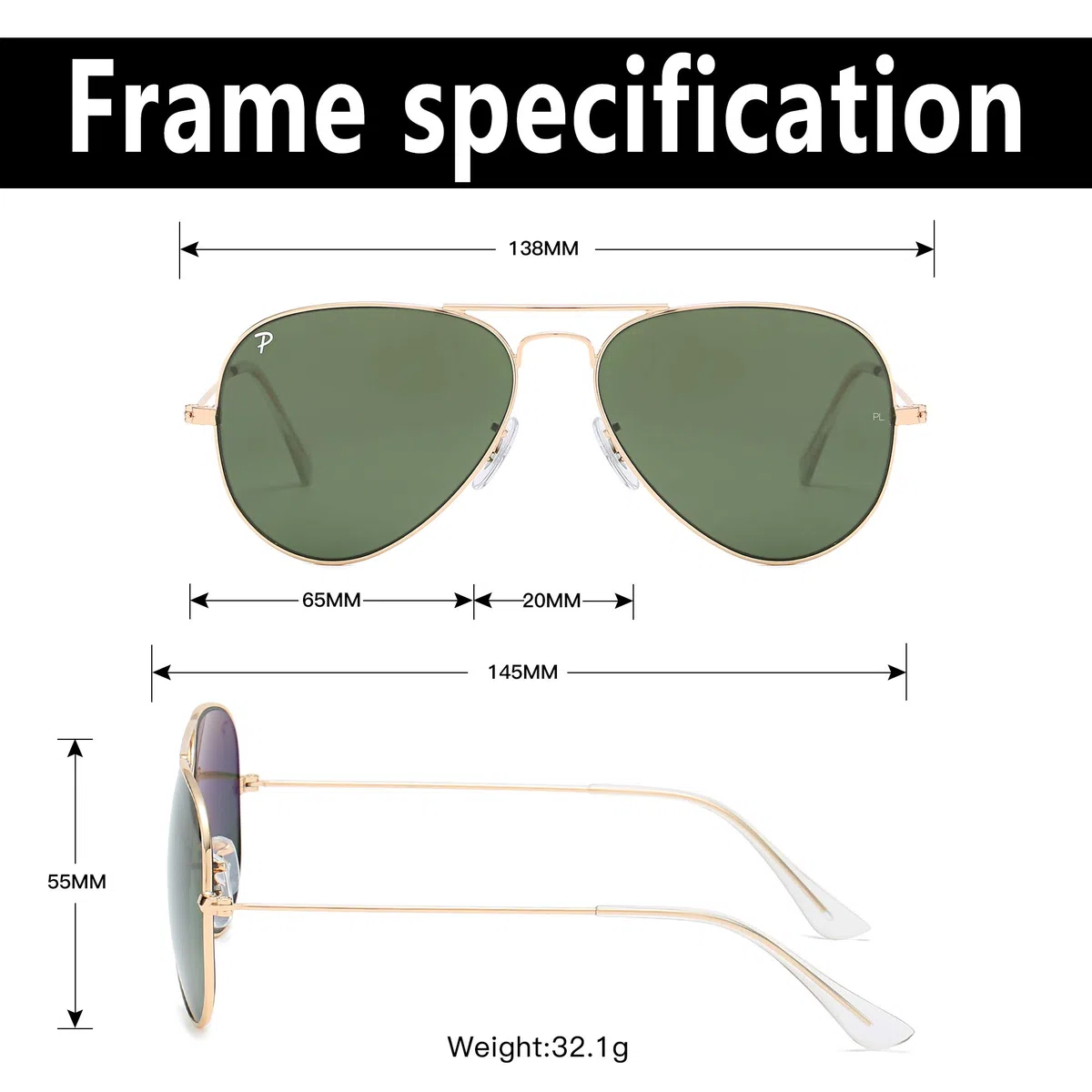 ADEWU Gafas de Sol de Lujo Polarizadas Clásicas Montura Fina de Metal Cristal UV400