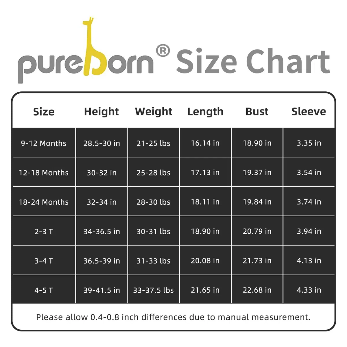 pureborn Vestido de algodón para niña, de 0 a 6 años, color liso