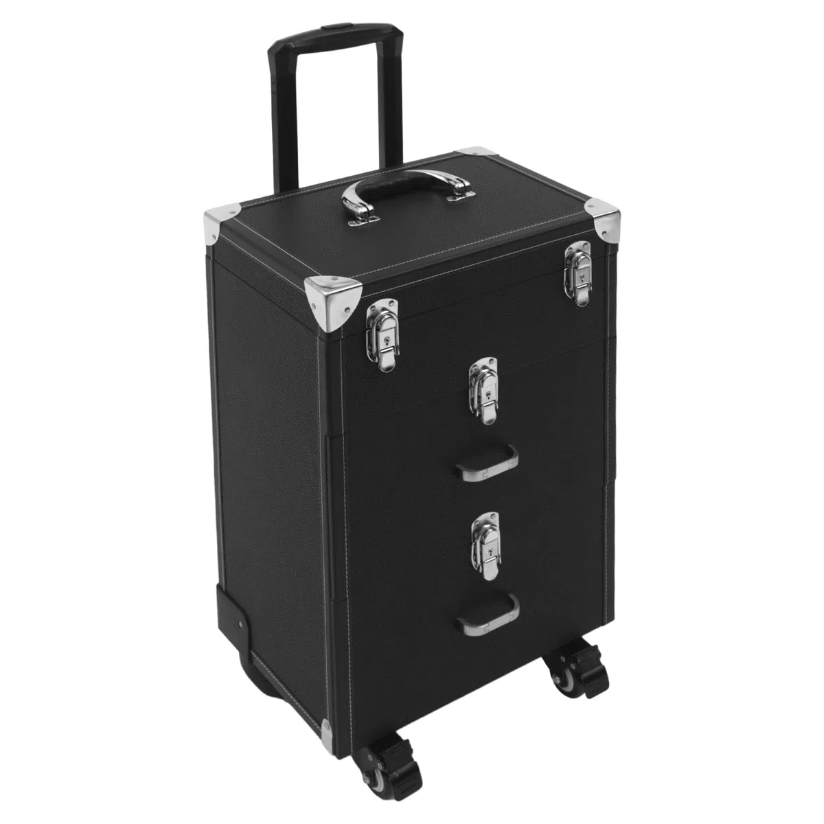Carro de maquillaje, maletín con ruedas, organizador de esmalte de uñas, joyas de viaje, maletín de viaje cosmético con 4 ruedas, 03 piel sintética, maletín de maquillaje, adecuado para viajes