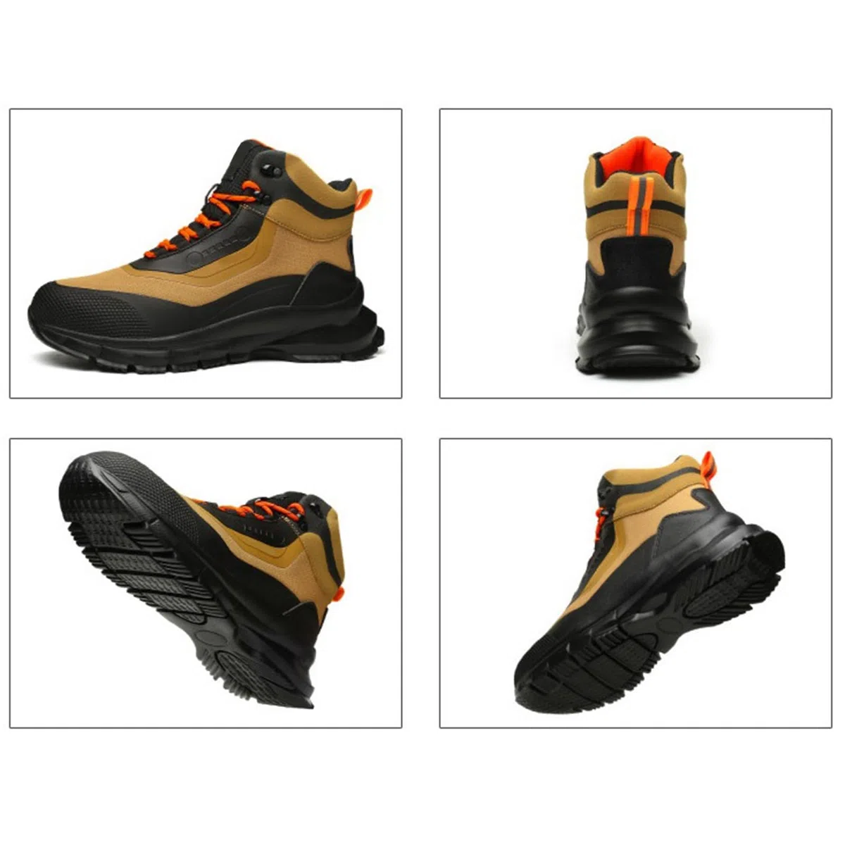 Zapatos de trabajo acolchados con parte inferior gruesa para hombre, zapatos transpirables con cordones, Amarillo, 38 2/3 EU | Calzado clásico anticolisión, ajuste ancho, antideslizante, forro de malla, calzado para senderismo, camping, montaña