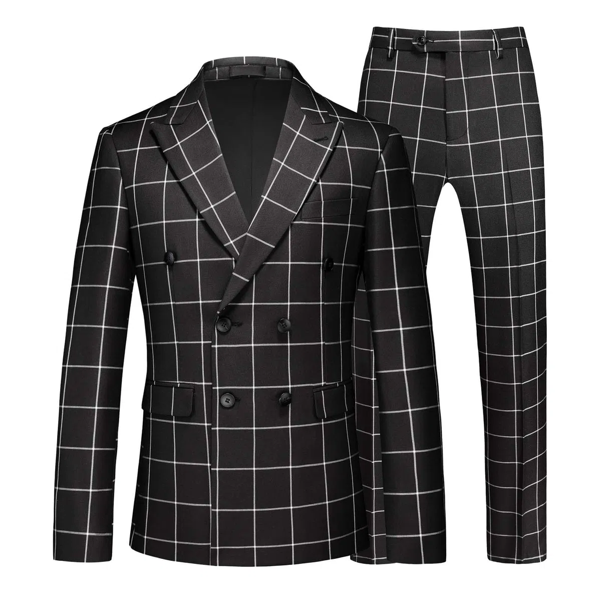 Generico Conjunto elegante para hombre completo, chándal de trabajo, chaqueta y pantalón de hombre, para Festival Blazer a cuadros para evento especial, chaqueta elegante, clásica, deportiva, camping