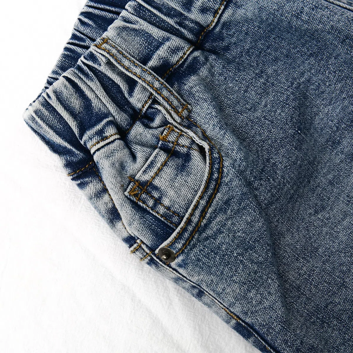 KIDSCOOL SPACE Baby Little Big Girls Jeans, Cintura elástica Agujeros Rasgados Pantalones de Mezclilla de Estiramiento Suave
