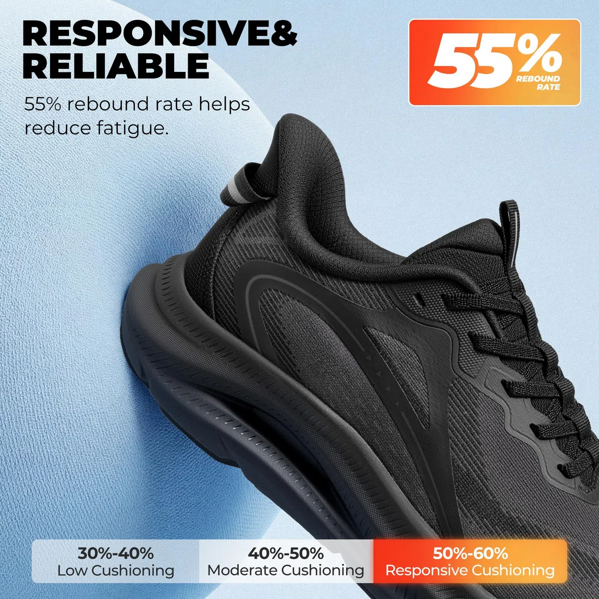 ALLSWIFIT Zapatillas de deporte para hombre, antideslizantes, transpirables, cómodas, para entrenamiento, correr, tenis, gimnasio, a la moda, Negro, 42 EU