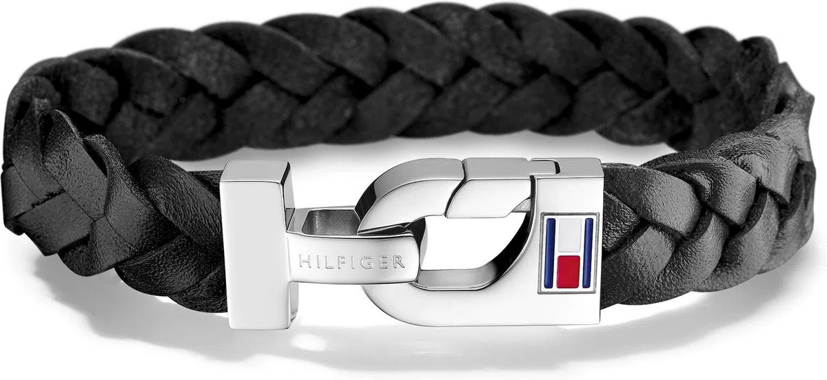 Tommy Hilfiger Jewelry Pulsera para Hombre de Piel Negro - 2700872