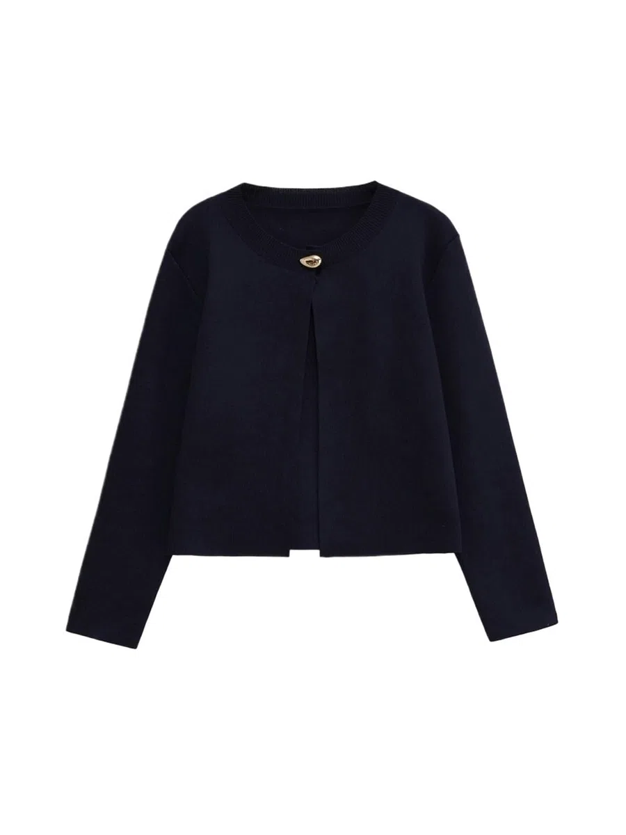 Cárdigan de Punto Manga Larga con Cuello Redondo y un Solo botón for Uso Diario principios otoño, Chaqueta, suéter versátil Cárdigan Mujer