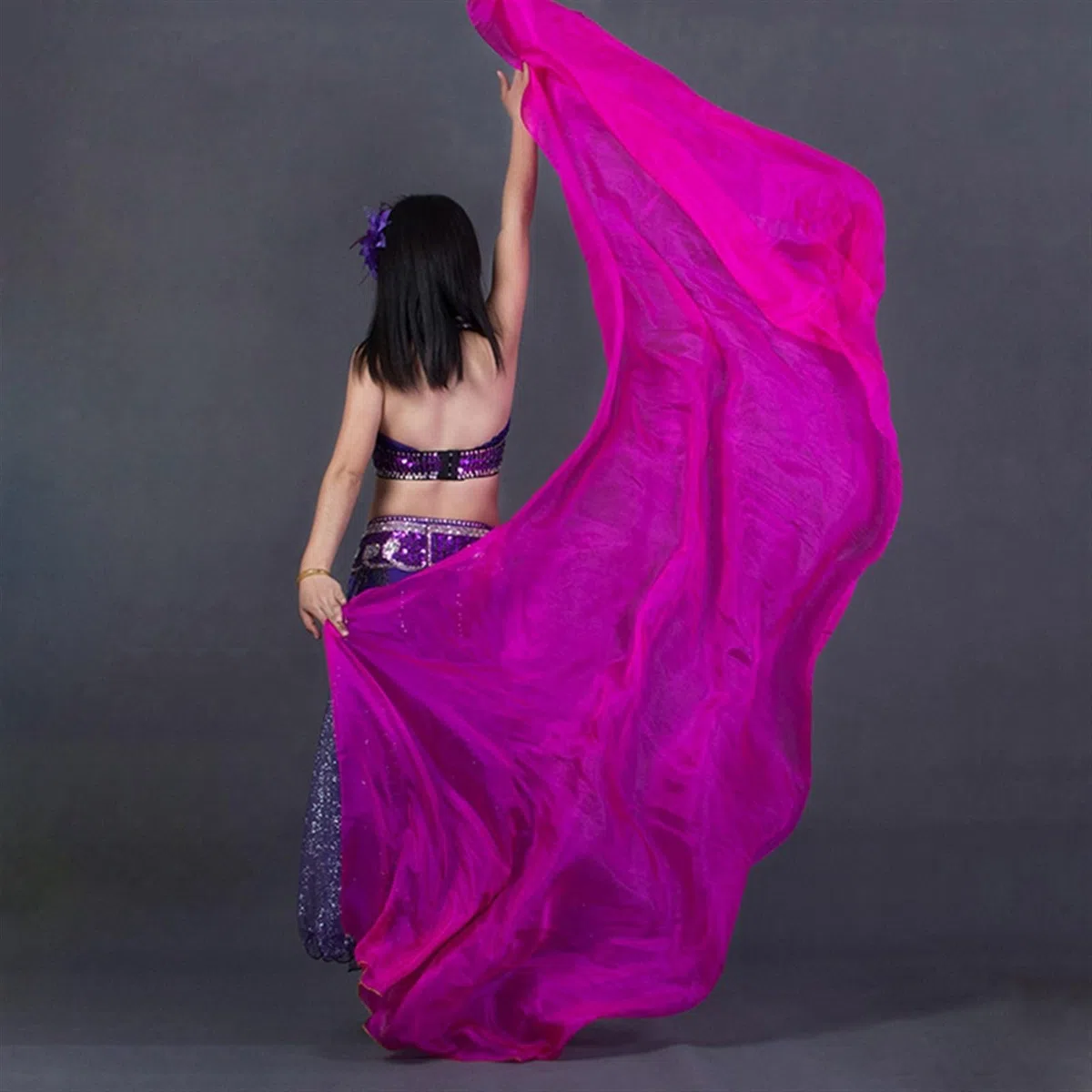 Velo de seda para danza del vientre 100% seda Performance Dance Color sólido Textura ligera velo chales mujeres bufanda disfraces accesorios velos danza del vientre 250 cm x 110 cm. Velos de seda para