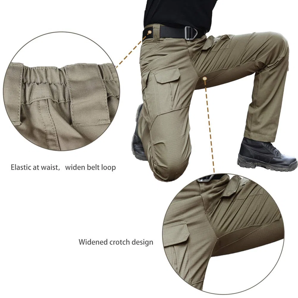 Pantalones Resistentes al Agua para Hombres Pantalones de Trabajo de Carga Militar de Combate táctico de Ajuste Relajado con Bolsillo múltiple
