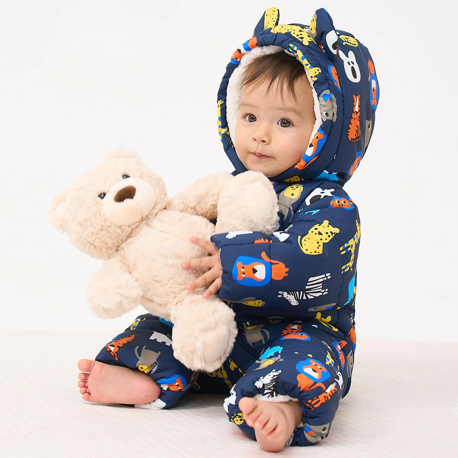 JiAmy - Traje de nieve para bebé, estampado de ropa de invierno con capucha para niña y niño
