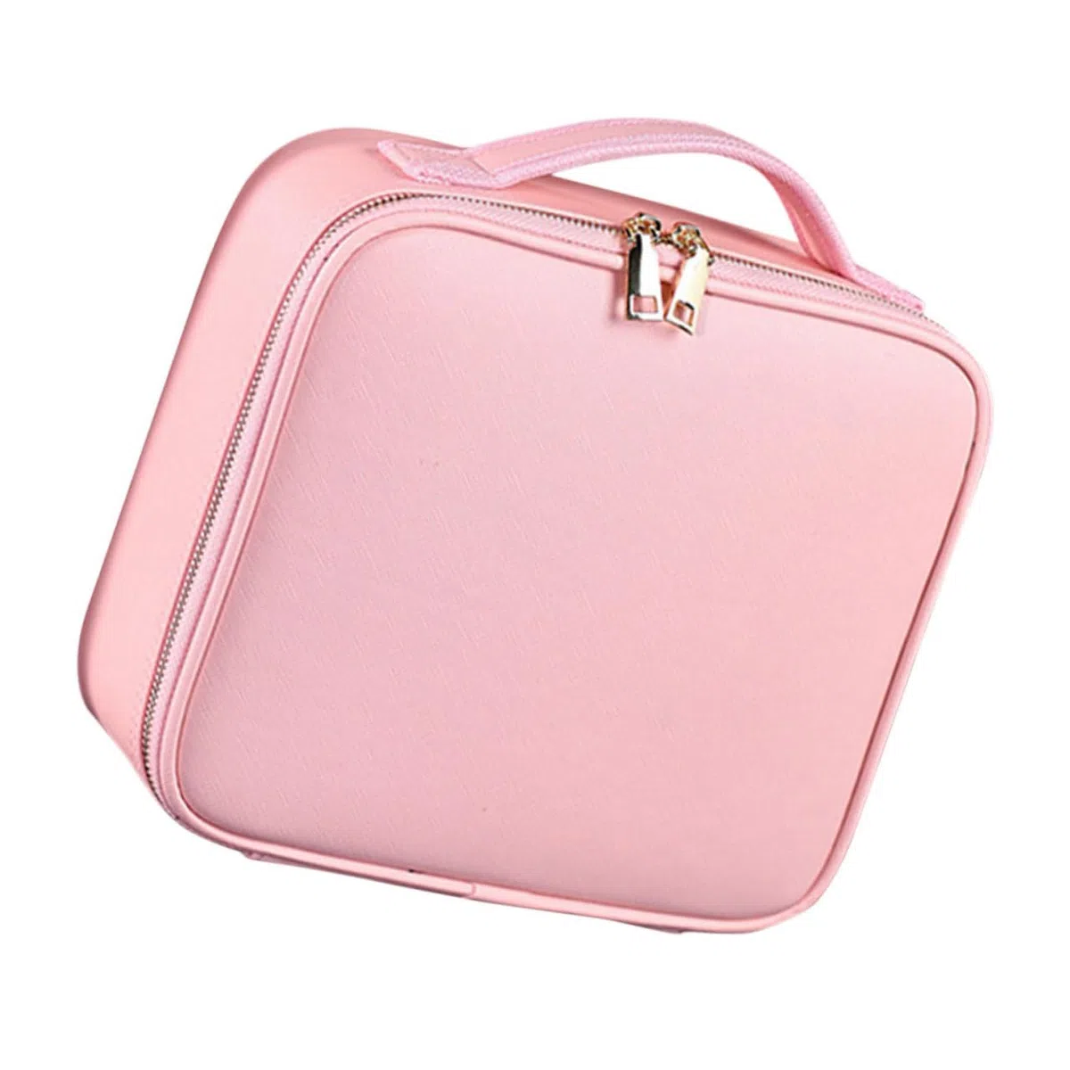 Estuche de Maquillaje Rosa de Piel PU con Gran Capacidad