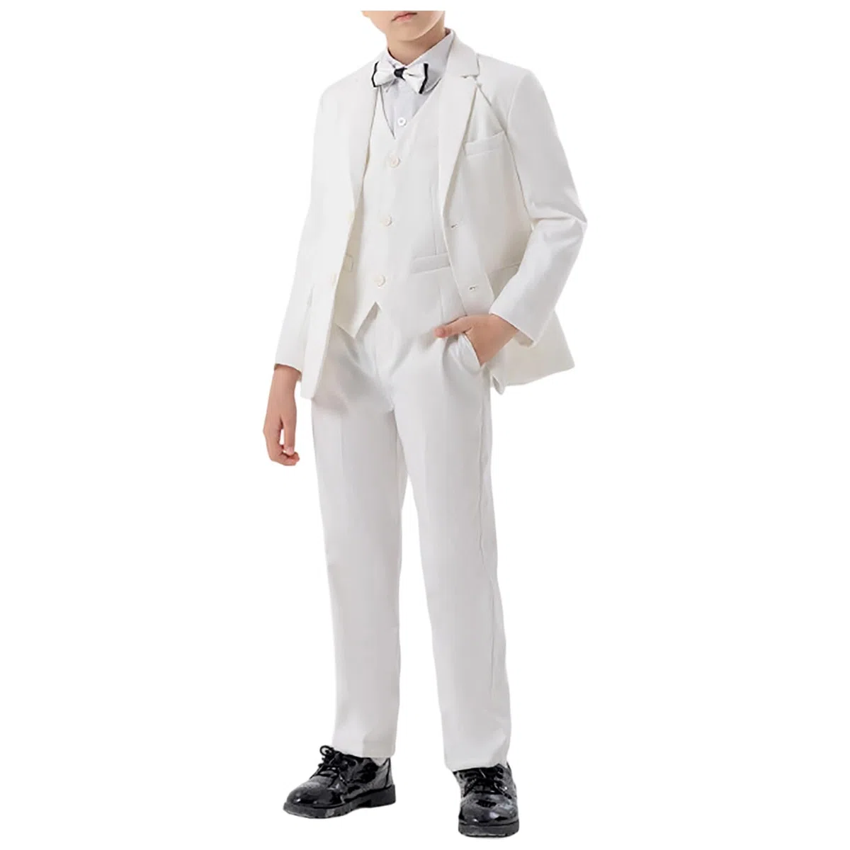 Conjunto De Traje para Niños 5 Piezas Abrigo Elegante Estilo Británico Elegante Pantalones Pajarita Práctica Festivo Fiesta Traje De Conjunto Formal Texturizado Comunión para PAJE Cómodo Ceremonias
