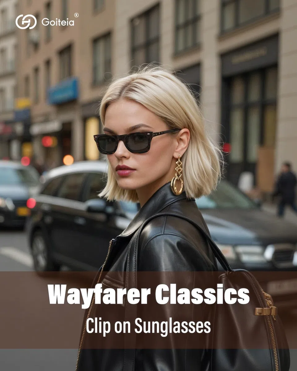 Goiteia Gafas de sol polarizadas con clip para mujeres y hombres, diseño retro enmarcado para ocultar tus gafas, protección UV400