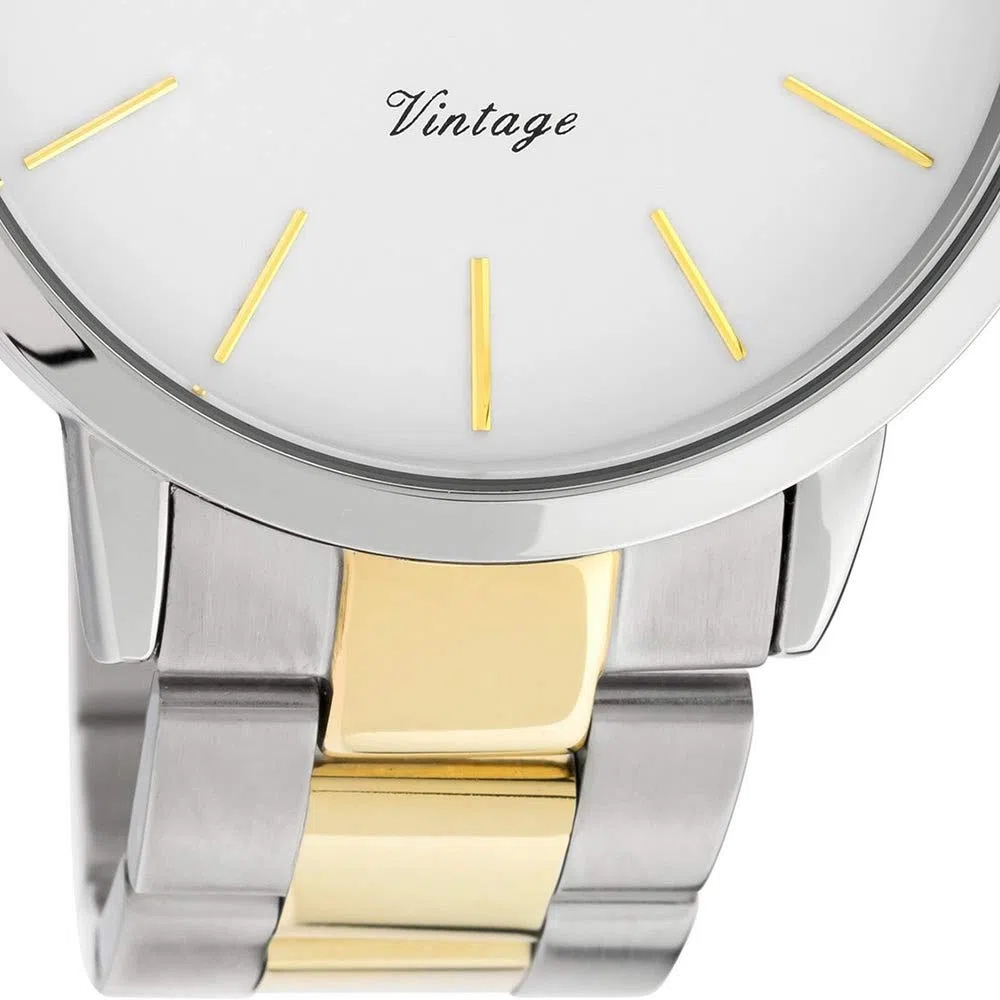 Oozoo Reloj de pulsera unisex, plata y oro, cuarzo, C20101, vintage, fino, acero inoxidable, UOC20101