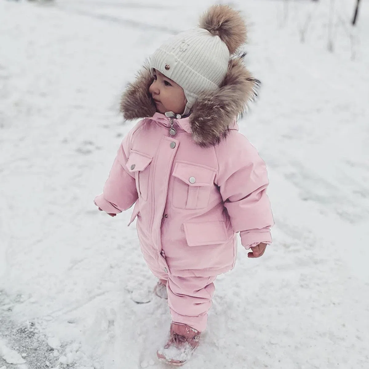GNGR Bebé Niños Niños Invierno Grueso Abrigo Cálido con Capucha Paraks Mono Mono Pantalones Set Traje de Nieve Hombre Abrigo Corto, Rosa., 18- 24 Meses