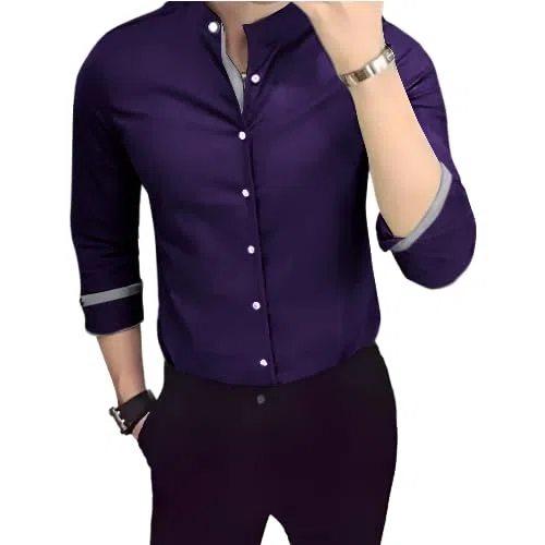Camiseta Projekt 1 para hombre de algodón de manga larga con botones para playa, oficina, hogar