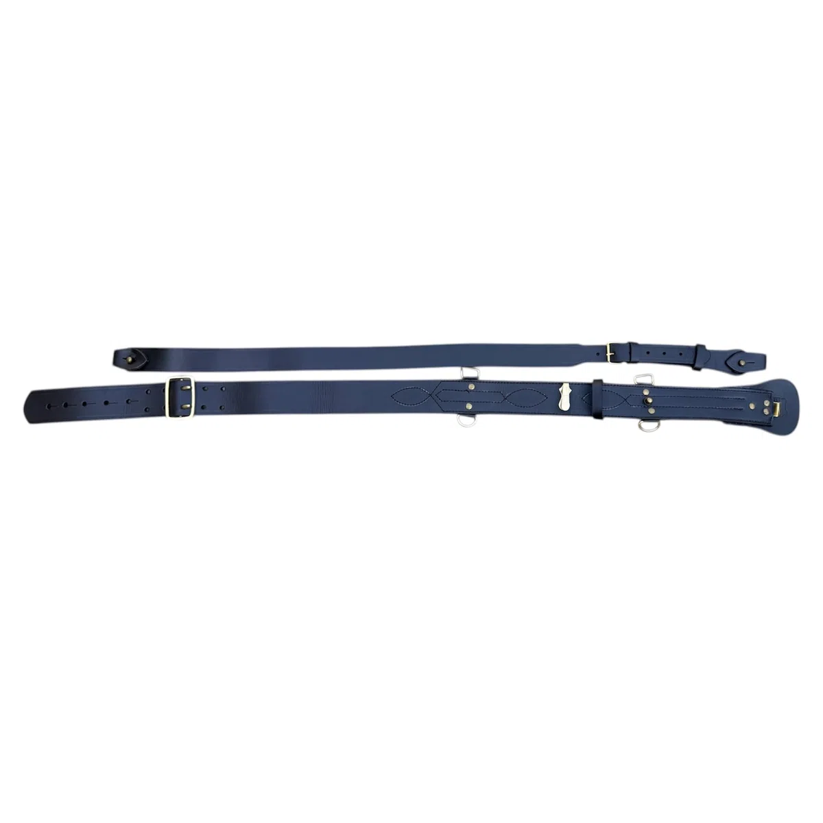 Cinturón de cuero negro Sam Browne con correa para el hombro, cinturón de cuero genuino estilo policía y militar, cinturón ajustable con hebillas de latón dorado macizo para uniformes, ceremonias y