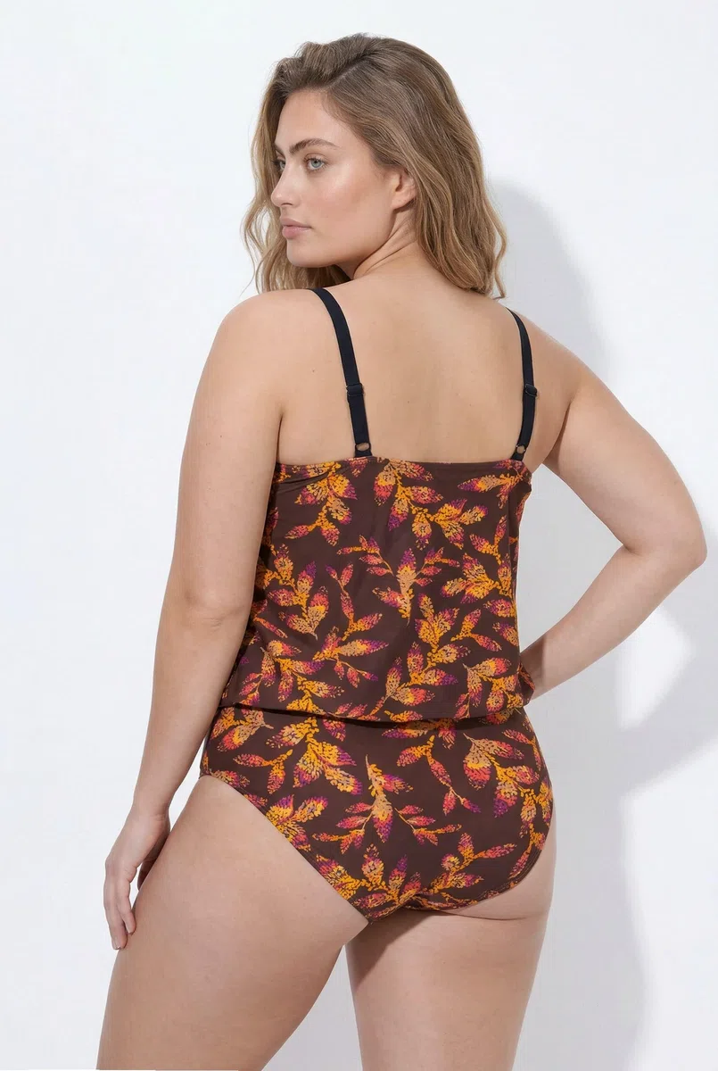 Ulla Popken Tankini, Blätter, Softcups, Träger Verstellbar Parte Superior de Bikini Mujer (Pack de 1)