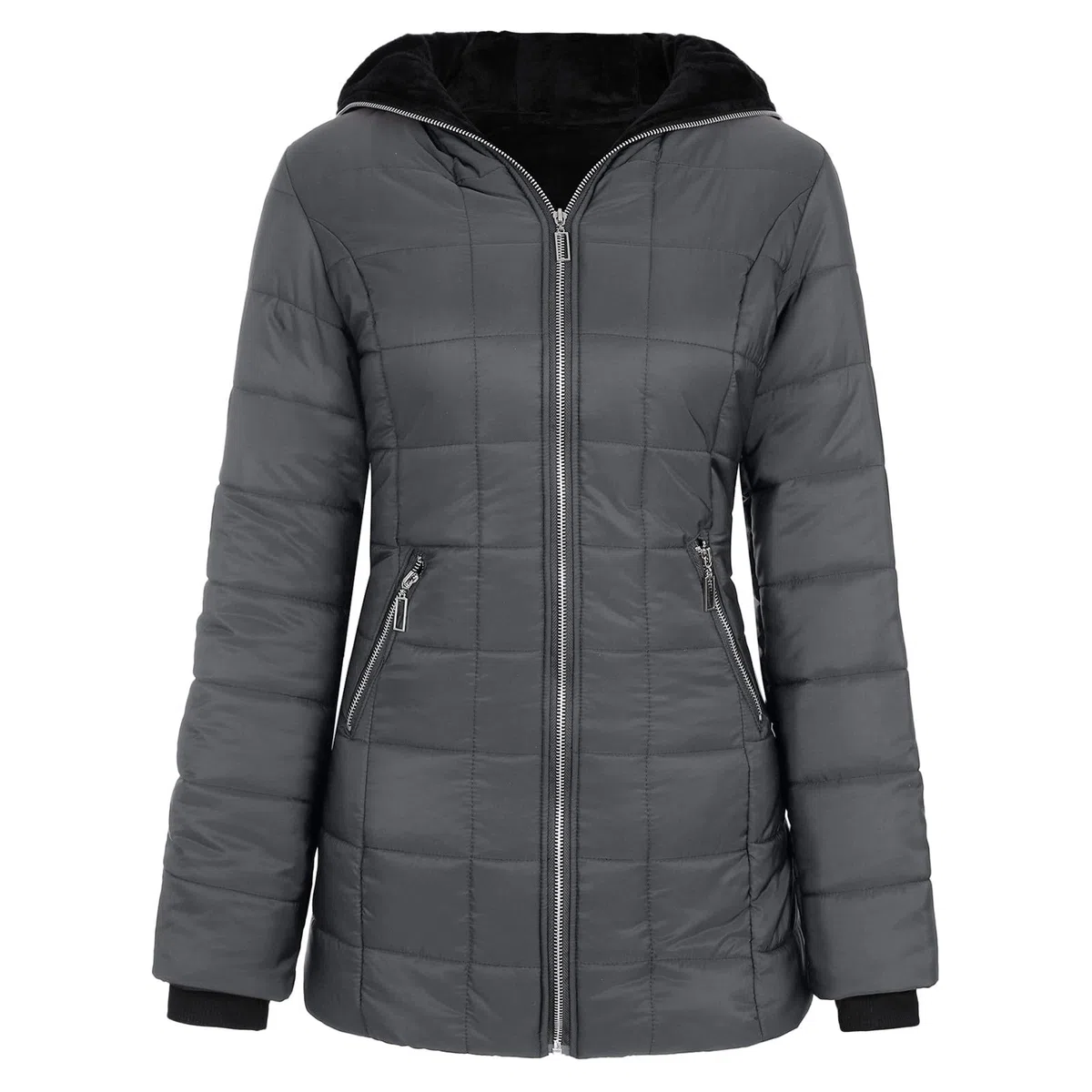 Genérico Chaqueta para Mujer Invierno,Ropa Invierno Cremallera con Bolsillo abrigo acolchado plegable ligera de color sólido bolsillos Entretiempo casual cálido Cazadora Manga Larga
