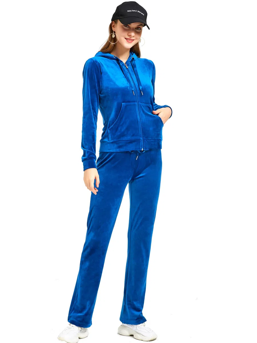 Woolicity Conjunto Chándal para Mujer Terciopelo Conjuntos Deportivos Chaquetas Sudadera con Cremallera y Pantalones Trajes de 2 Piezas