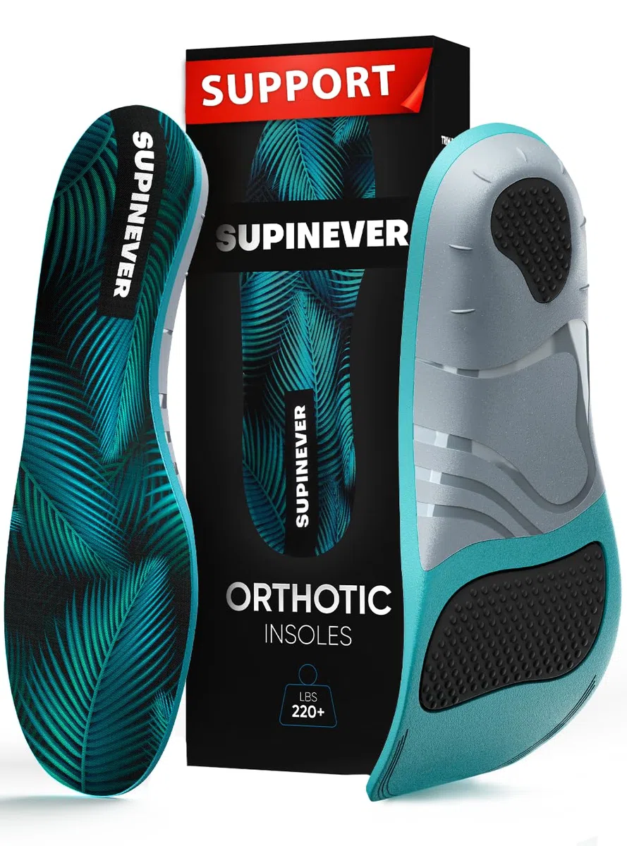 Plantillas ortopédicas de arco alto, soporte fuerte, alivio de pies planos, fascitis plantar, insertos de zapatos para hombres y mujeres (L, azul)