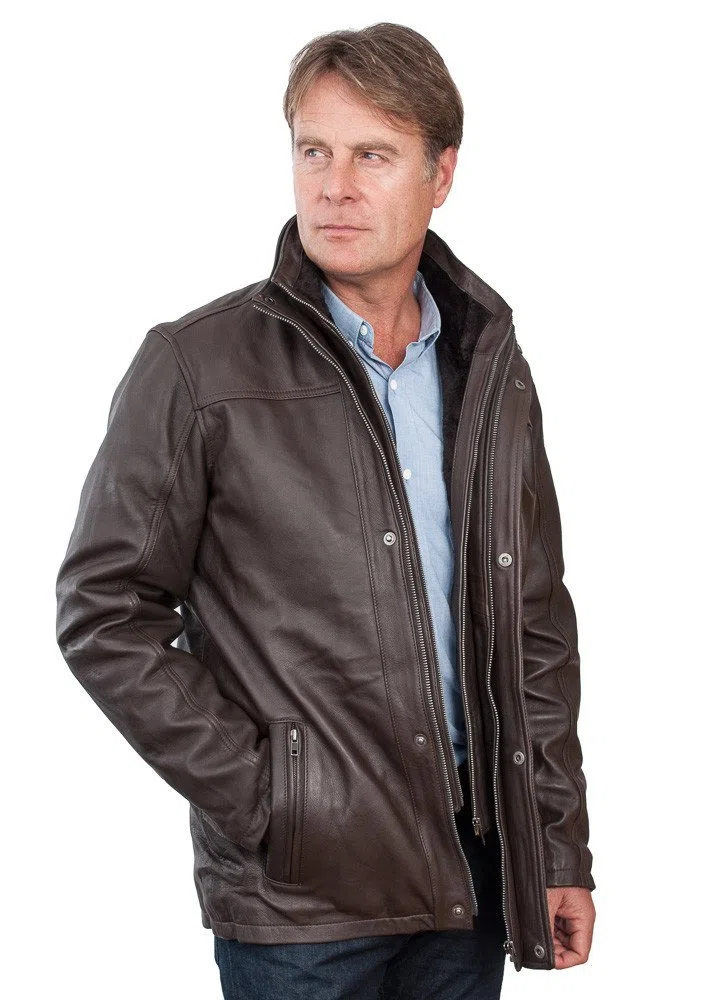 Chaqueta de Cuero Negro Clásico Caliente del Motorista de los Hombres