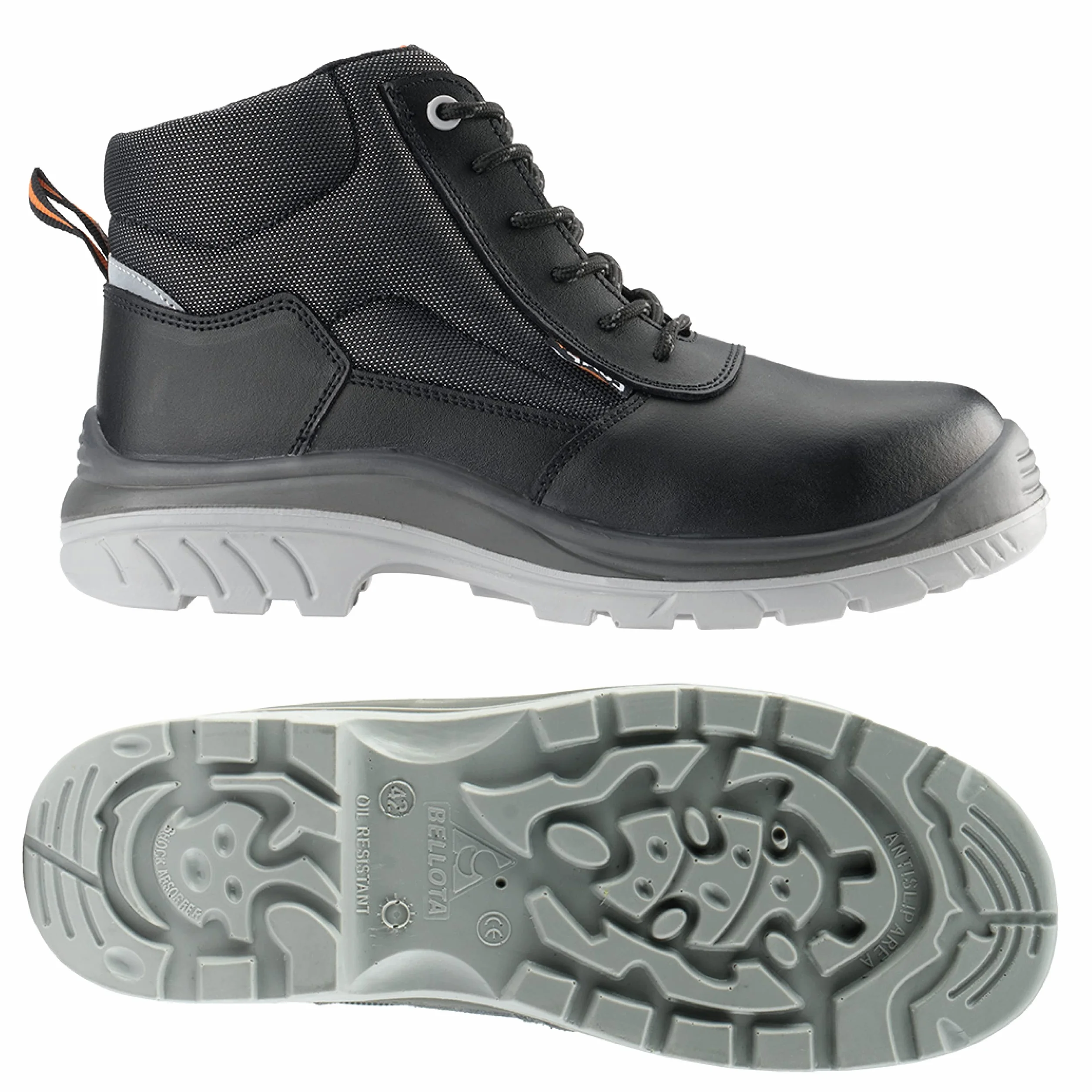 Bellota 72307NJS344 - Bota de Seguridad Comp+ Negra S3 de Hombre y Mujer (Talla 44) de Piel Hidrofugada Lisa, Acolchada y con Zonas Reforzadas Antiabrasión