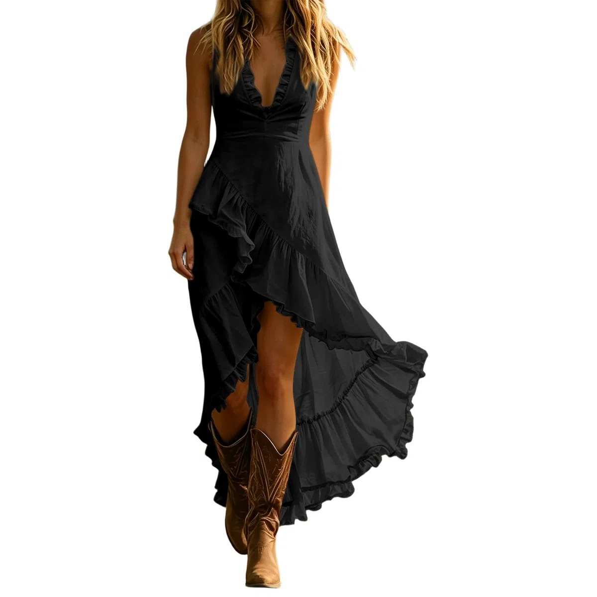 Vestido Largo sin Mangas con Detalles Florales para Mujer - Adecuado para Uso Diario, Ocasiones Informales, Elegantes y Fiestas.
