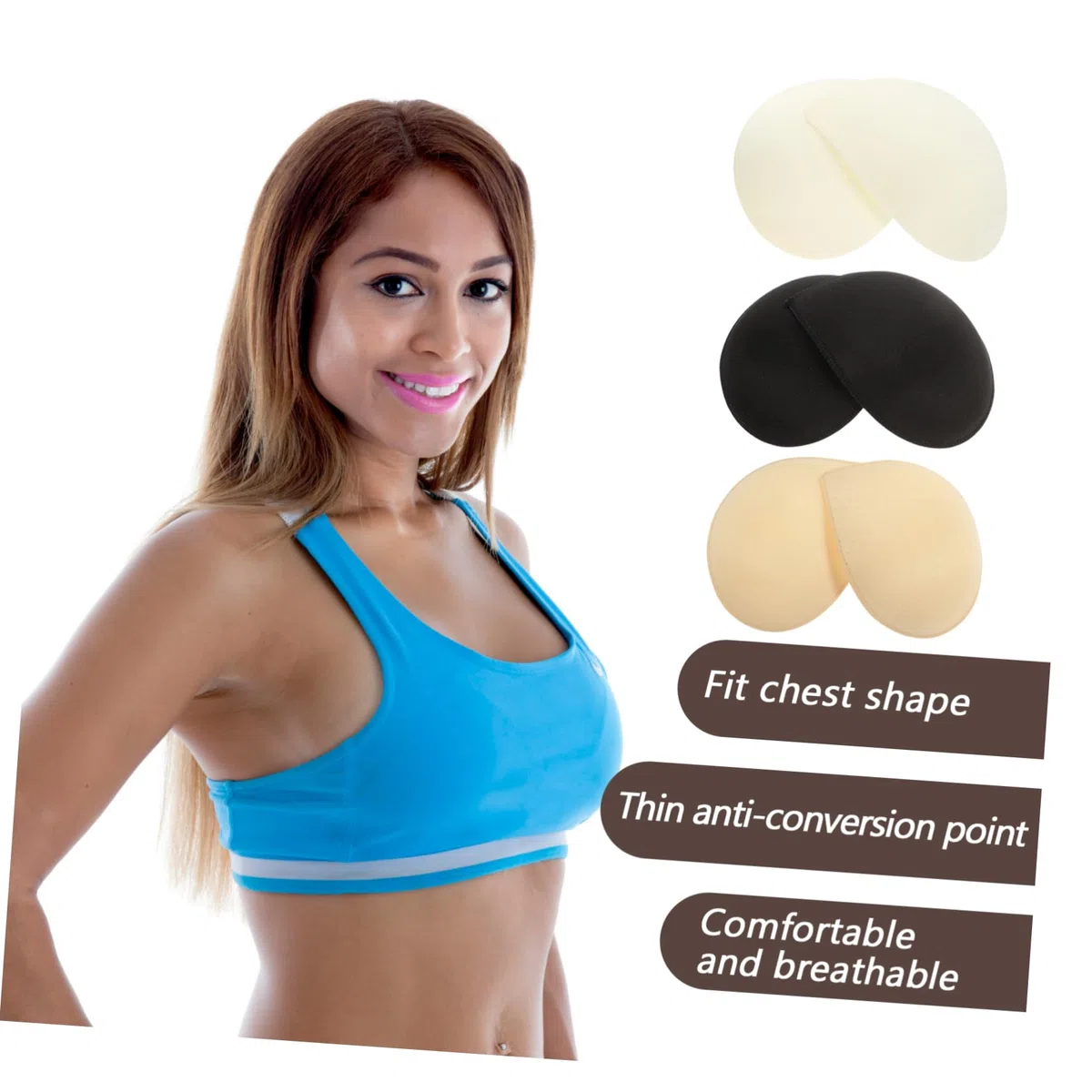 CALLARON Almohadillas De Sostenes Deportivos De Inserciones Para Sujetadores Almohadillas Extraíbles Para Bikini Y Vestidos Blanco Negro
