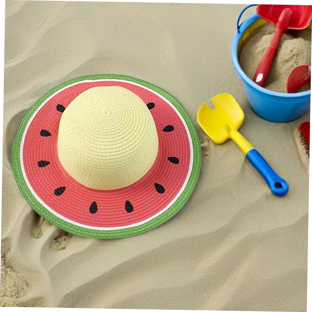 Healifty Sombrero de Paja Chino Tejido a Mano Diseño de Sandía para Niña, Decoracion Verano, Sombrero de Playa Ligero y Transpirable Adecuado para Actividades al Aire Libre