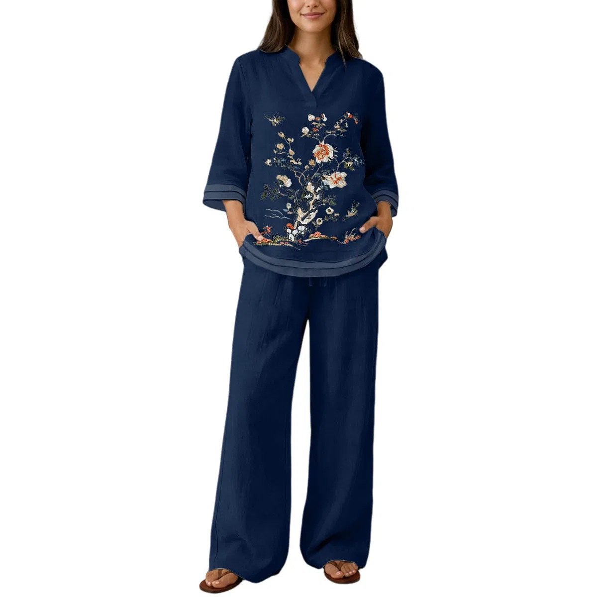 Conjunto Mujer Verano 2 Piezas Moda raje de Primavera Ligero Chndal Blusa Pantalones Ropa Playa Vacaciones Deportivo Casa Trabajoropa Verano mujerAcabado Refinado