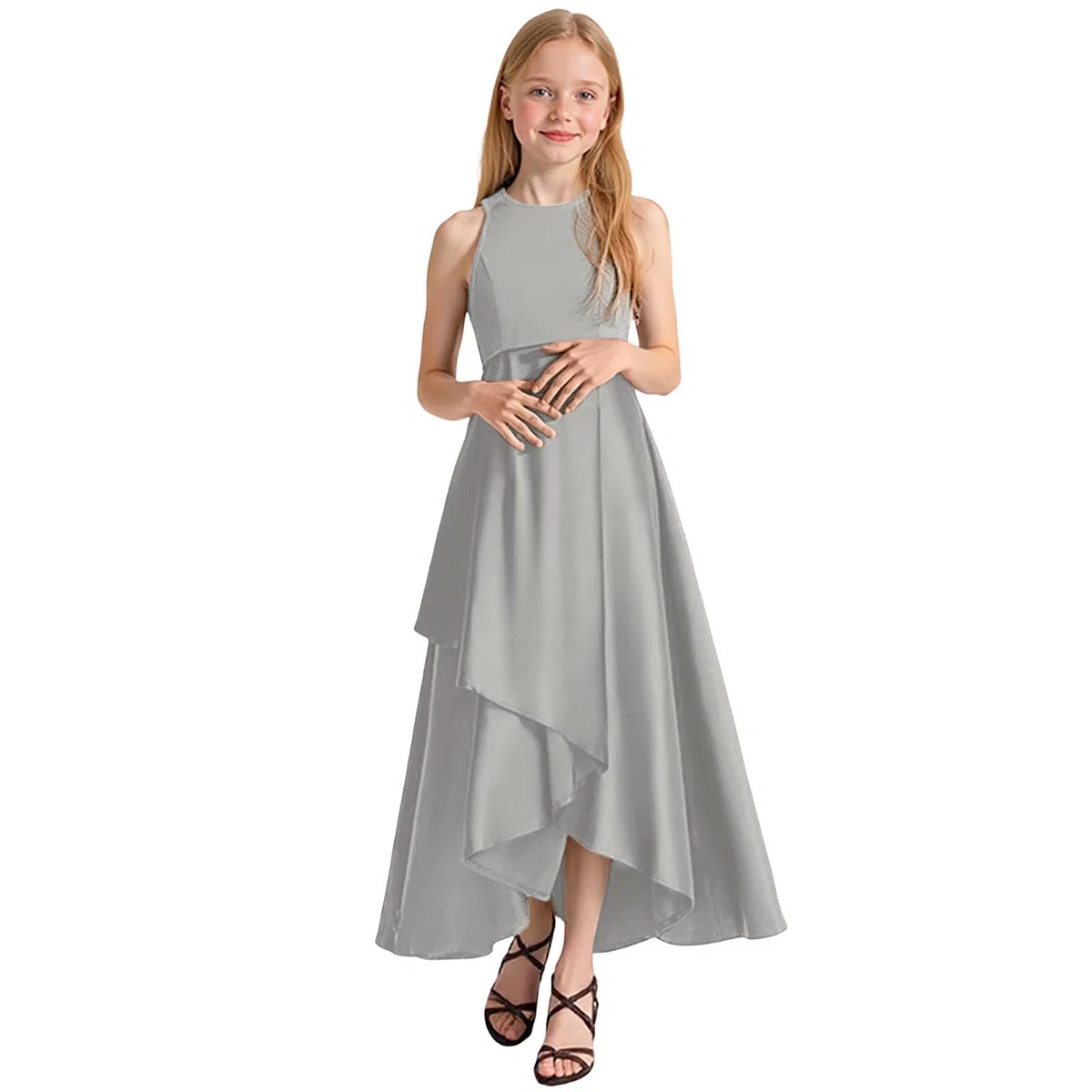 Vestidos Formales para niñas, Vestido de Fiesta para Recital, actuación, Desfile, Elegante Vestido de Verano sin Mangas para niñas pequeñas y Adolescentes, de Punto piqué, fácil de Lavar y cómodo