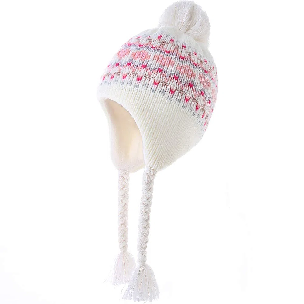 Moon Kitty Gorros de punto para niñas, con forro polar, para esquí, invierno, con solapa cálida para las orejas