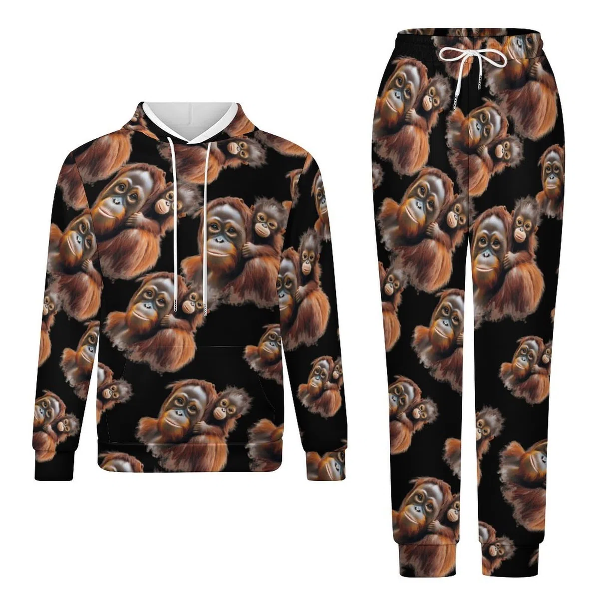Orangutan Monkey - Conjunto de sudadera de 2 piezas para hombre, conjunto de chándal casual, sudadera cómoda con capucha