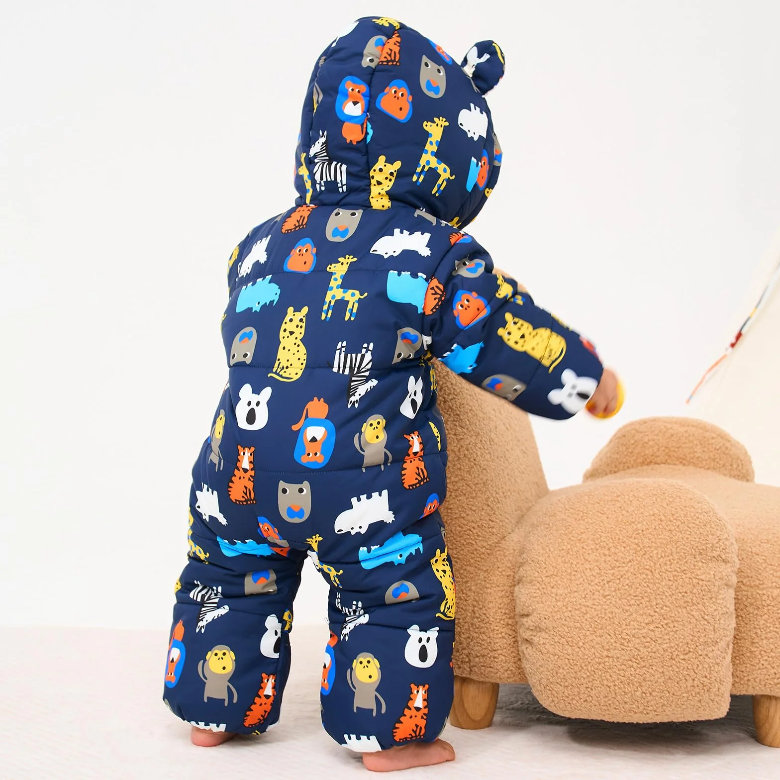 JiAmy - Traje de nieve para bebé, estampado de ropa de invierno con capucha para niña y niño