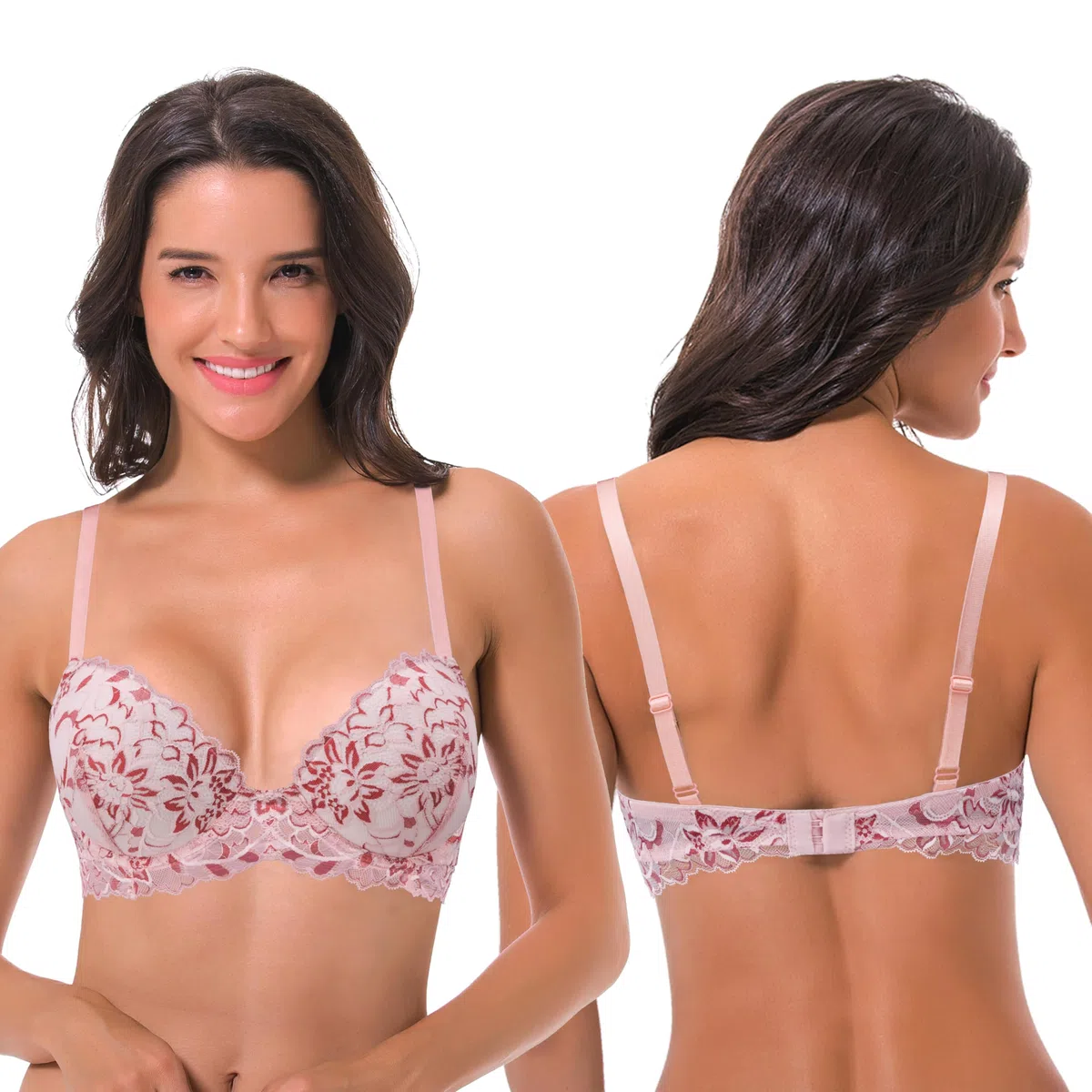 Curve Muse con Aros, Sujetadores con +1,5 Taza-x2 | Push Up, Media copa, Acolchado, Balconette, Transpirable, Copa moldeada
