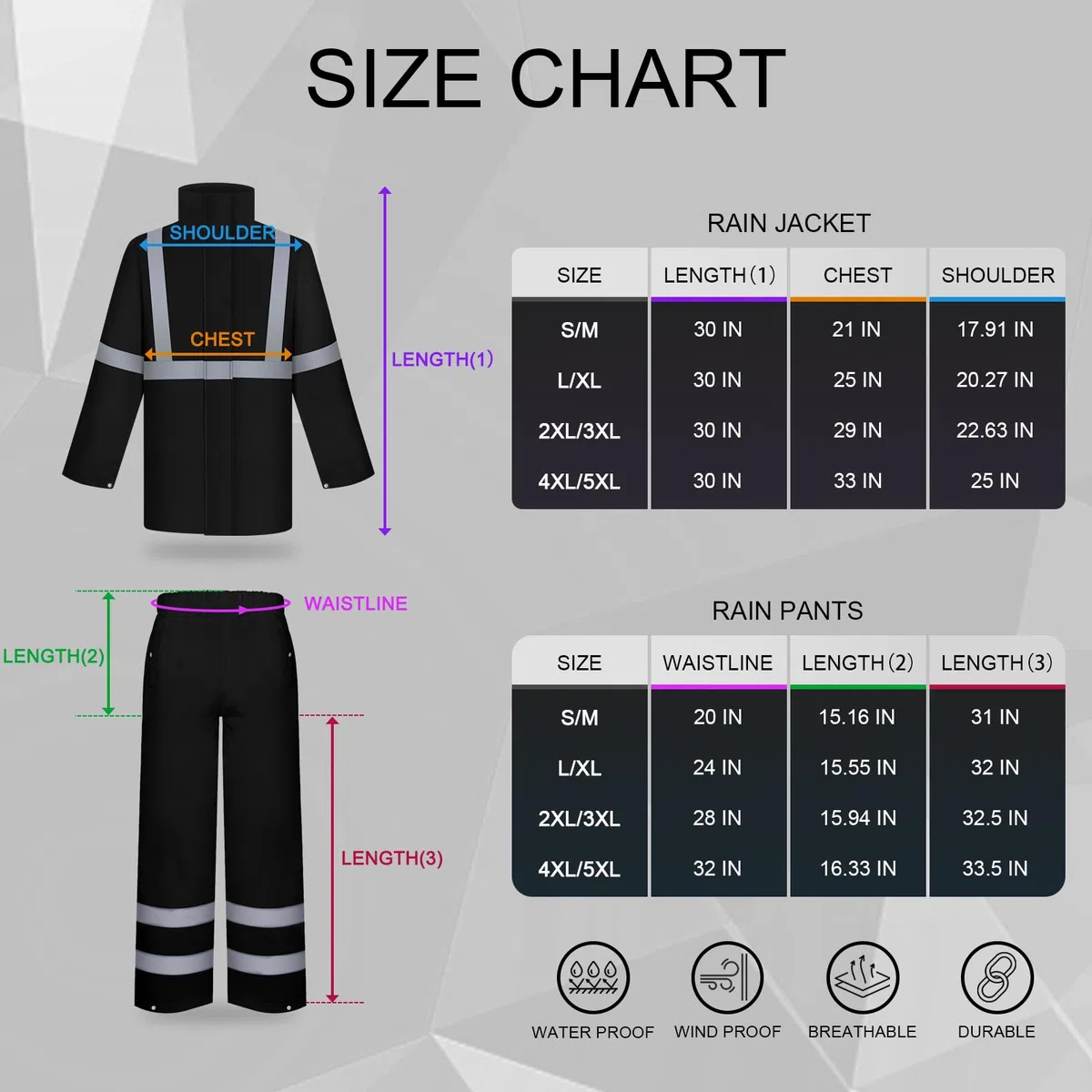 UNO - Chaqueta impermeable de alta visibilidad, impermeable con capucha, traje de lluvia ligero para actividades al aire libre