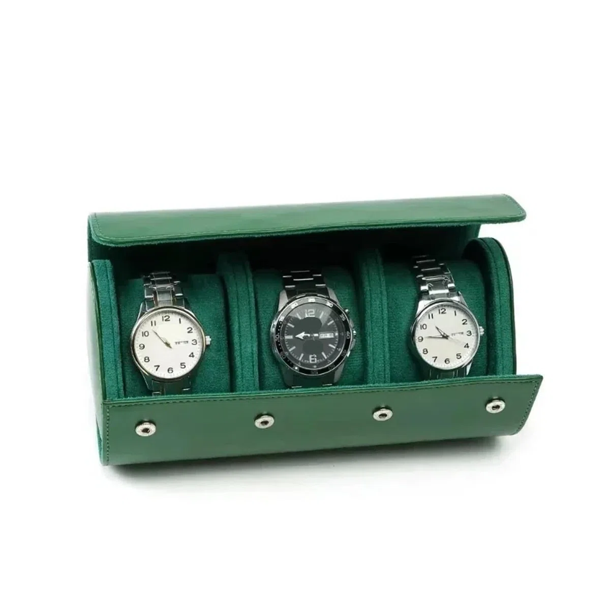 Estuche de Viaje para Reloj Estuche de cuero for guardar relojes, bolsa viaje, estuche portátil vintage for exhibir, for, organizador correas reloj(Green)