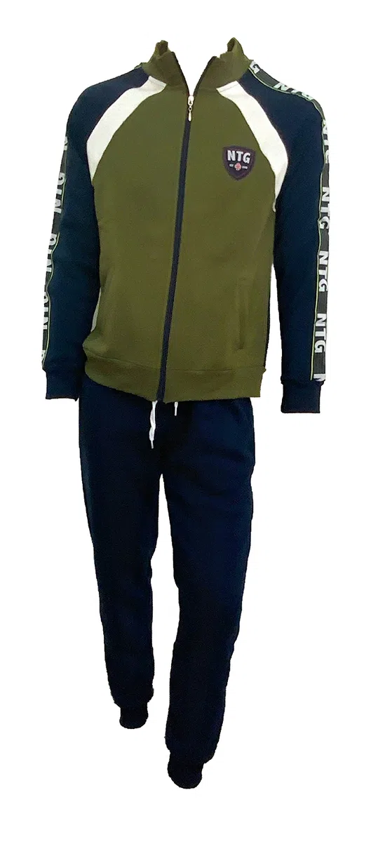NOTTINGHAM Chándal para hombre de invierno afelpado, fabricado en sudadera de algodón de garce, conjunto deportivo para tiempo libre y deportivo (35262 verde, M)