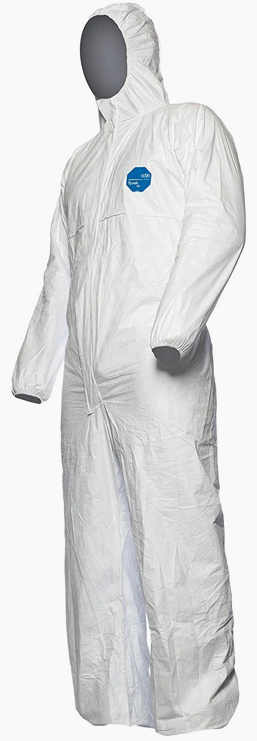 DuPont Tyvek 500 Xpert - Ropa de protección química con capucha, categoría II, tipo 5-B y 6-B, resistente y ligera, color blanco, talla M, 100 unidades