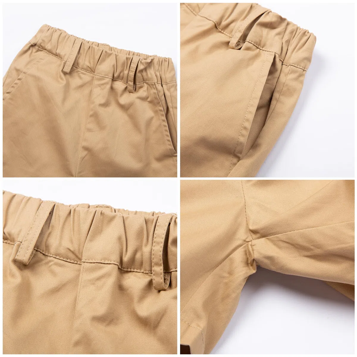 Mud Kingdom Pantalones cortos chinos de moda para niño, cintura elástica, parte delantera plana, uniforme escolar de verano